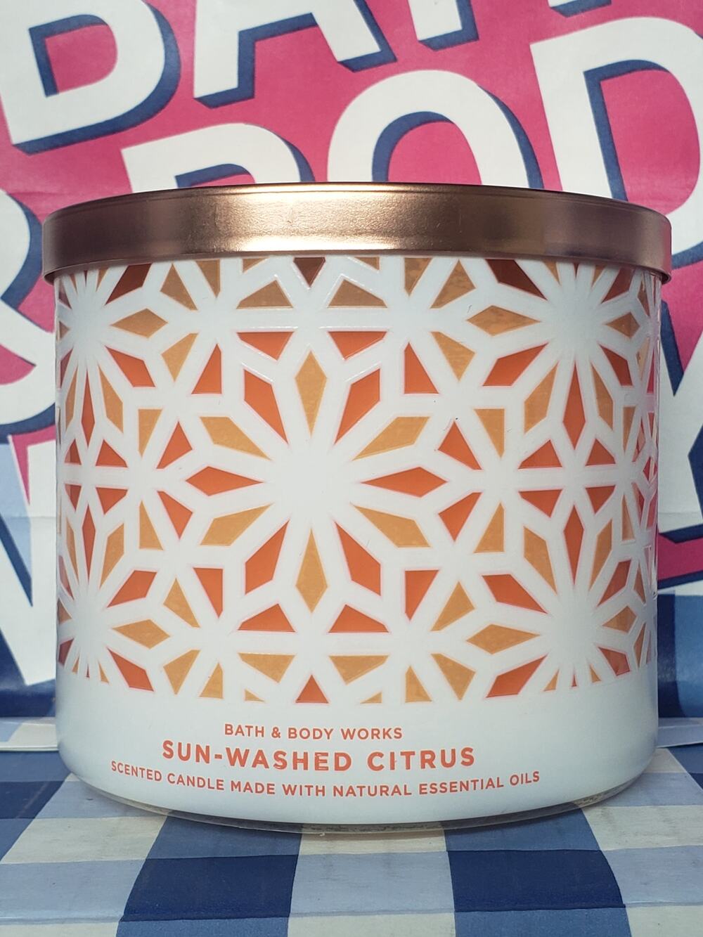 BBW Sun Washed Citrus Large 3 Wick Candle Home Fragrance Decor